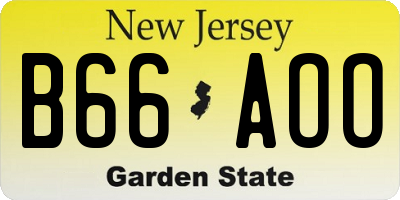 NJ license plate B66AOO