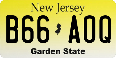 NJ license plate B66AOQ