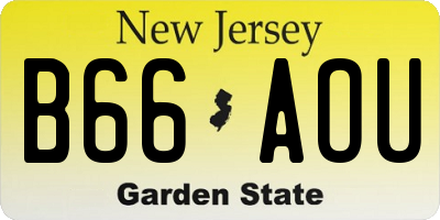 NJ license plate B66AOU