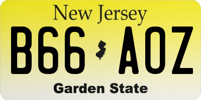 NJ license plate B66AOZ