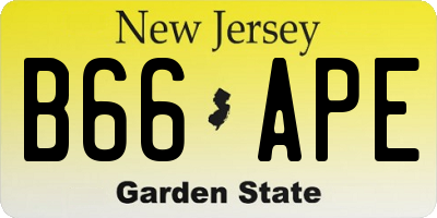 NJ license plate B66APE