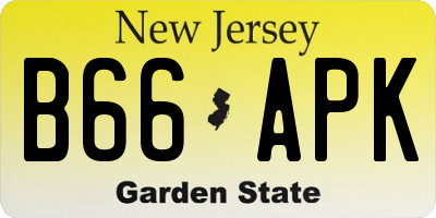 NJ license plate B66APK