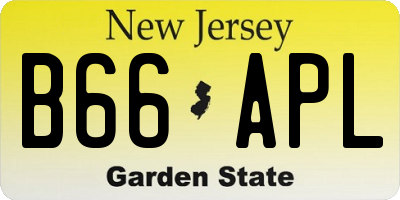 NJ license plate B66APL