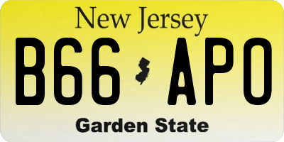 NJ license plate B66APO