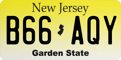 NJ license plate B66AQY
