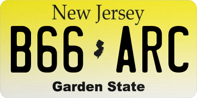 NJ license plate B66ARC
