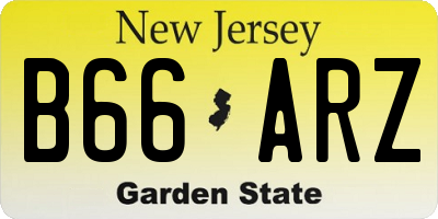 NJ license plate B66ARZ