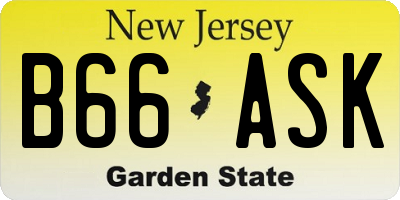 NJ license plate B66ASK