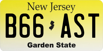 NJ license plate B66AST