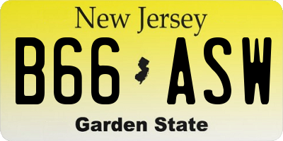 NJ license plate B66ASW