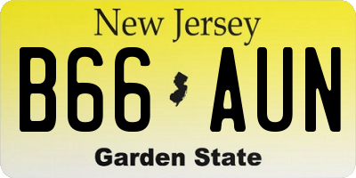 NJ license plate B66AUN