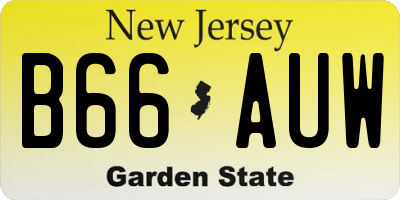 NJ license plate B66AUW