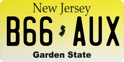 NJ license plate B66AUX