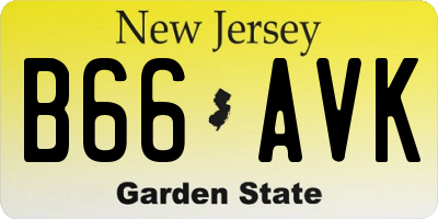 NJ license plate B66AVK