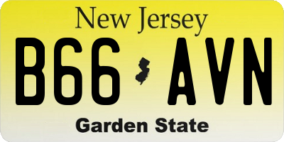 NJ license plate B66AVN