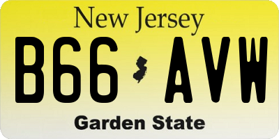 NJ license plate B66AVW