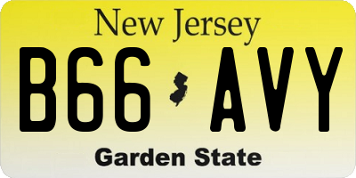 NJ license plate B66AVY
