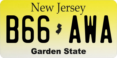 NJ license plate B66AWA