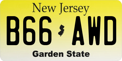 NJ license plate B66AWD