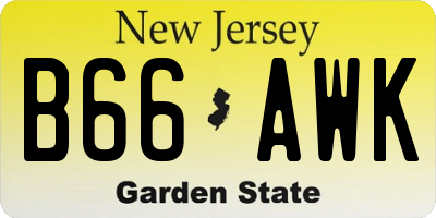 NJ license plate B66AWK