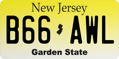 NJ license plate B66AWL