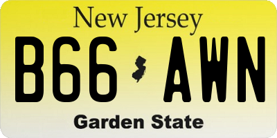 NJ license plate B66AWN