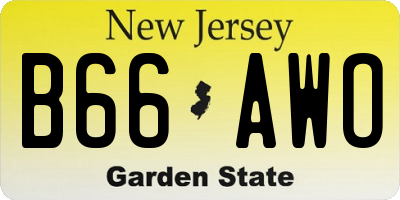 NJ license plate B66AWO
