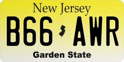 NJ license plate B66AWR