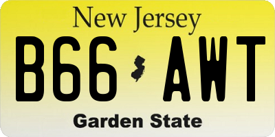 NJ license plate B66AWT
