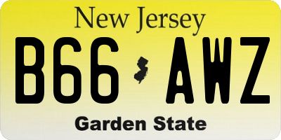 NJ license plate B66AWZ