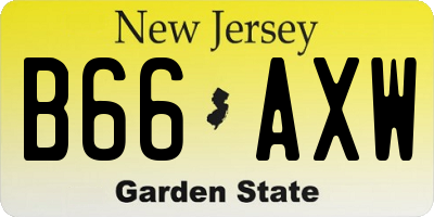 NJ license plate B66AXW