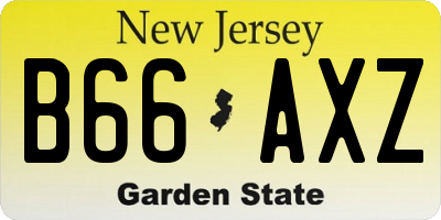 NJ license plate B66AXZ