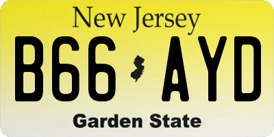 NJ license plate B66AYD