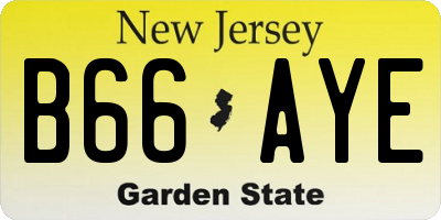 NJ license plate B66AYE