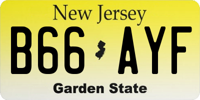 NJ license plate B66AYF