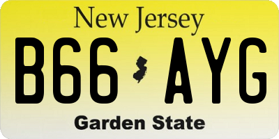 NJ license plate B66AYG