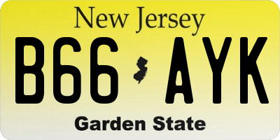 NJ license plate B66AYK