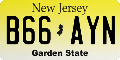 NJ license plate B66AYN