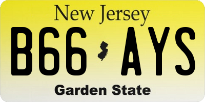 NJ license plate B66AYS