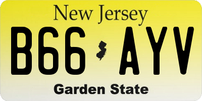 NJ license plate B66AYV
