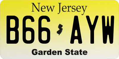 NJ license plate B66AYW