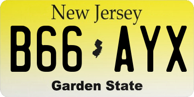 NJ license plate B66AYX