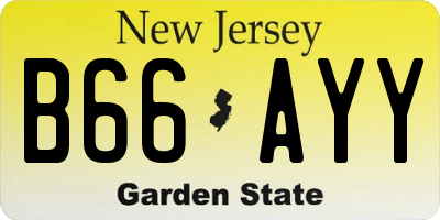 NJ license plate B66AYY
