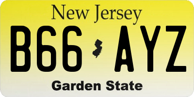 NJ license plate B66AYZ