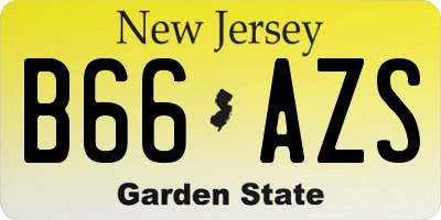 NJ license plate B66AZS