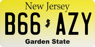 NJ license plate B66AZY