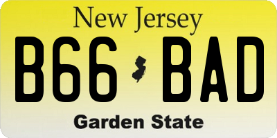 NJ license plate B66BAD