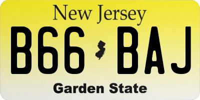 NJ license plate B66BAJ
