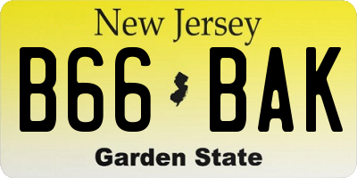 NJ license plate B66BAK