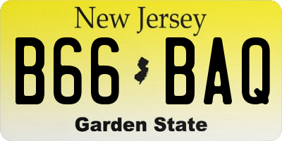 NJ license plate B66BAQ